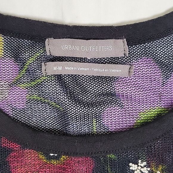 Urban Outfitters Black Floral Mesh Tee - Picture 2 of 5